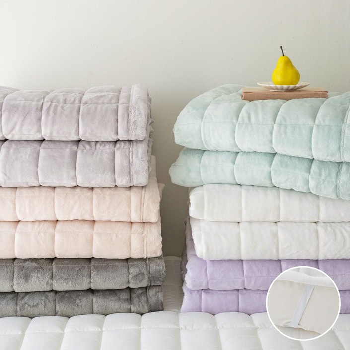 후끈부들 밍크촉감 프리미엄 5mm 장모 극세사 고정밴드 침대패드 SK 패밀리, 밀크화이트