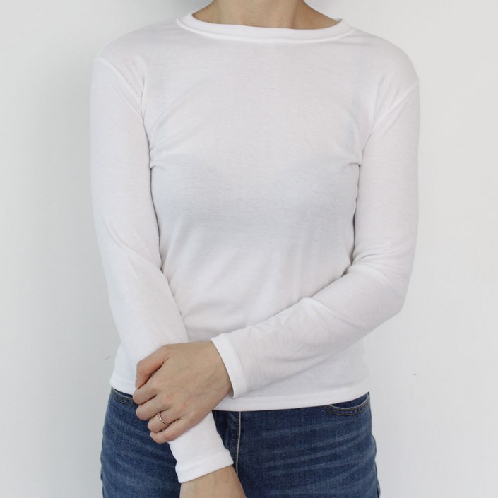 여성 긴팔 라운드 스판 무지 기본 레이온 티셔츠