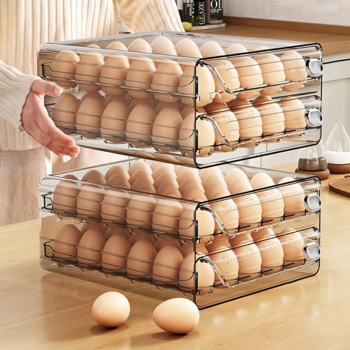 투명 서랍식 계란보관함 계란트레이 계란정리함 에그 트레이 2단