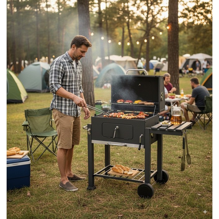 루미나골드핏 훈제 바베큐 그릴 숯불 높이조절 화로대, 1개
