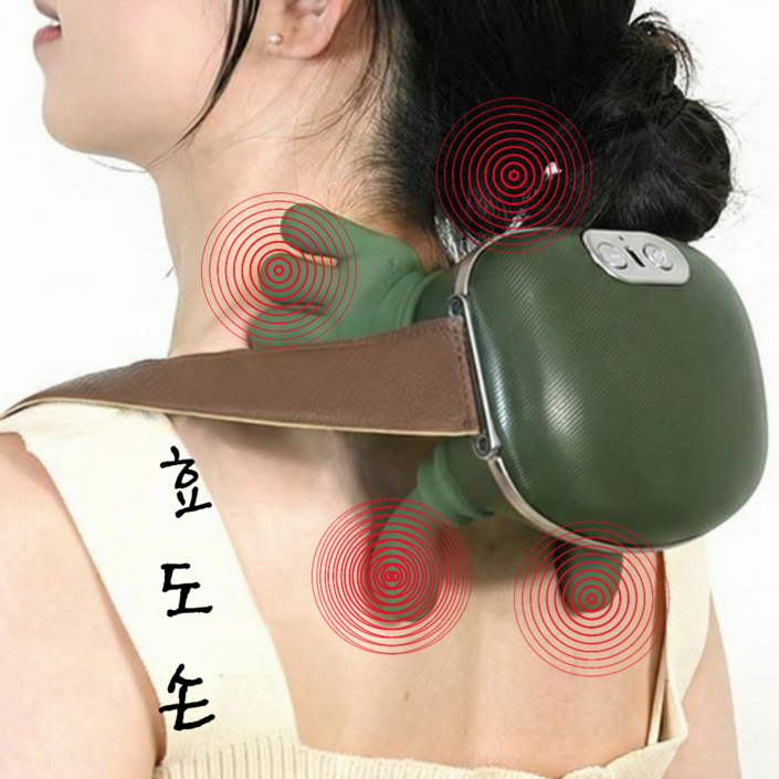 굿라이프 효도손 무선 목어깨 마사지기, 그린, 어깨목안마기