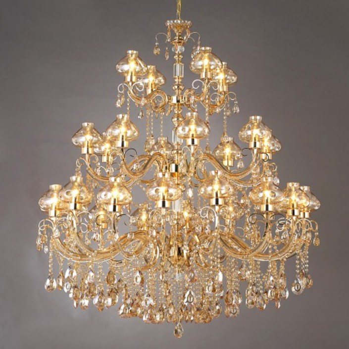 킹덤3단28등골드 샹들리에 복층 카페 호텔로비 조명 전구별도