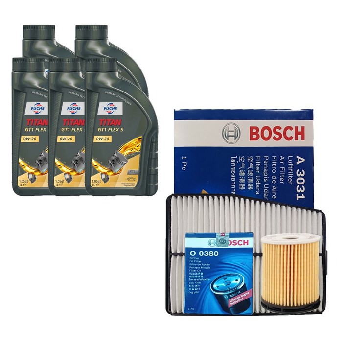 그랜저GN7 1.6 하이브리드 훅스 타이탄 GT1 플렉스 5 0W20 5L 엔진오일 필터 세트 03803031