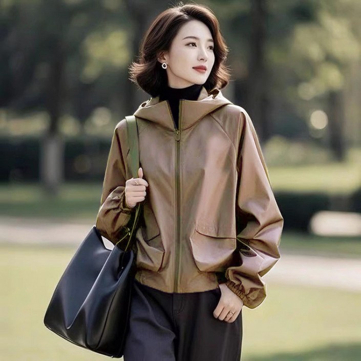 Gradle 패션 여성 후드 얇은 바람막이 자켓 윈드 브레이커 봄가을 방풍 긴팔아우터 상의 엄마옷