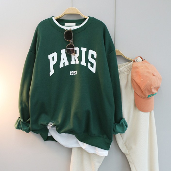 달콩 여성 뽀송PARIS오버핏맨투맨(기모)