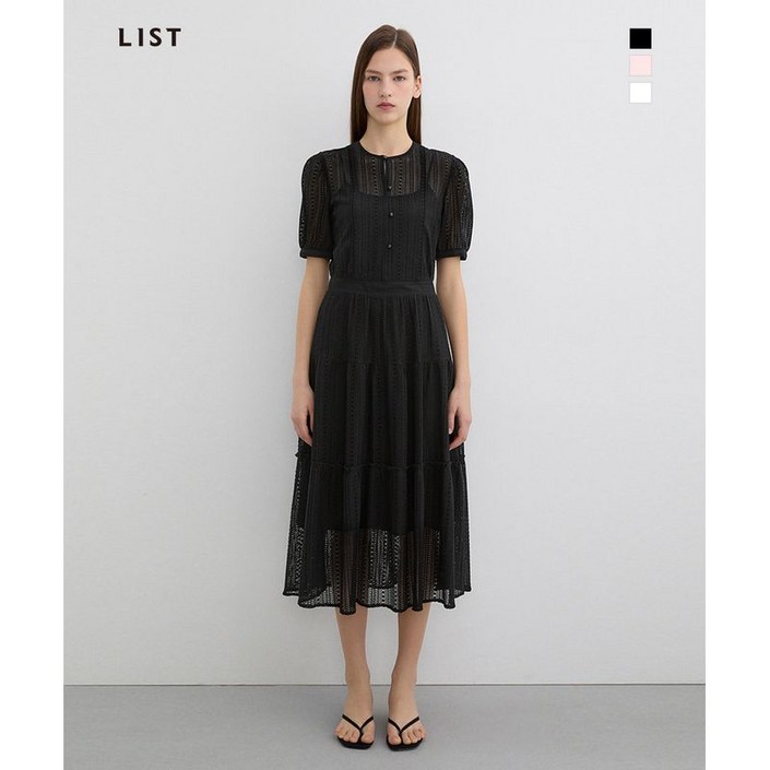 리스트 펀칭 레이스 티어드 원피스 TWWOPP62180