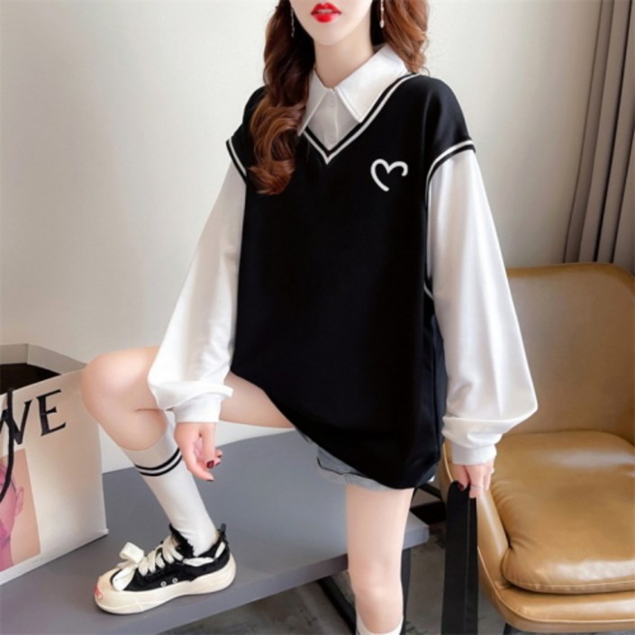 ZENCY 젠시 럽 레이어드 맨투맨 여성긴팔티셔츠