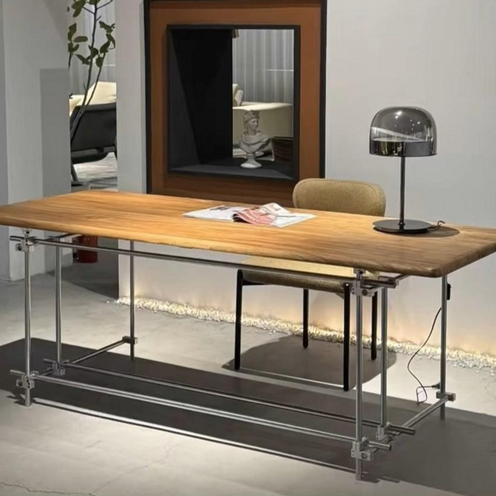 루메노바움 감각적인 우드슬랩 스틸 테이블 식탁 원목 카페 다이닝