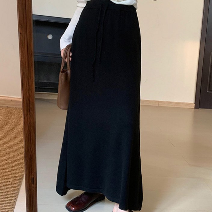 스토리원 여성 베이직 니트 롱 스커트 WMFWSK011