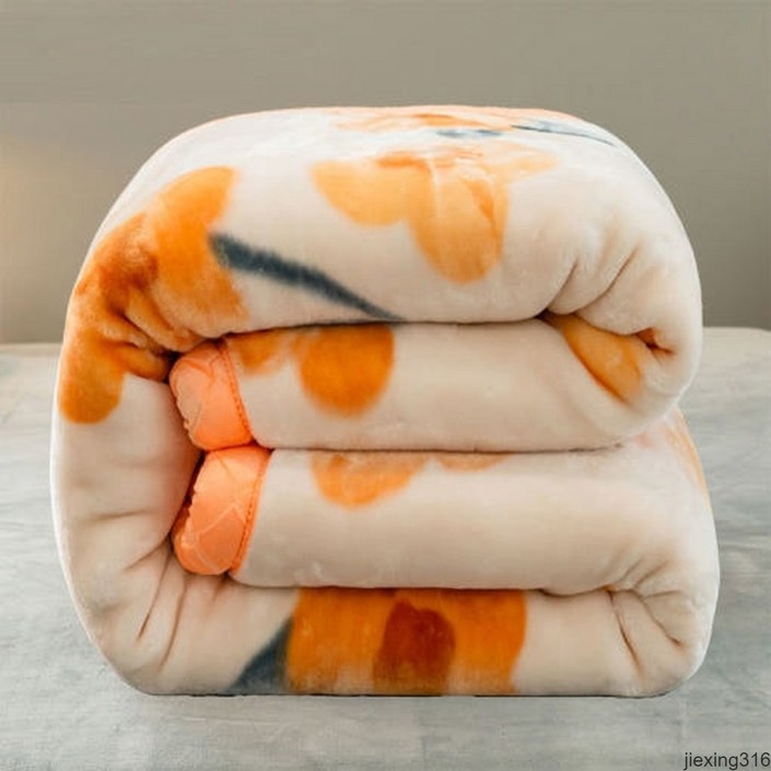 두꺼운 옛날 이불 레트로 밍크 담요 꽃무늬 양면 150X200cm(2kg)