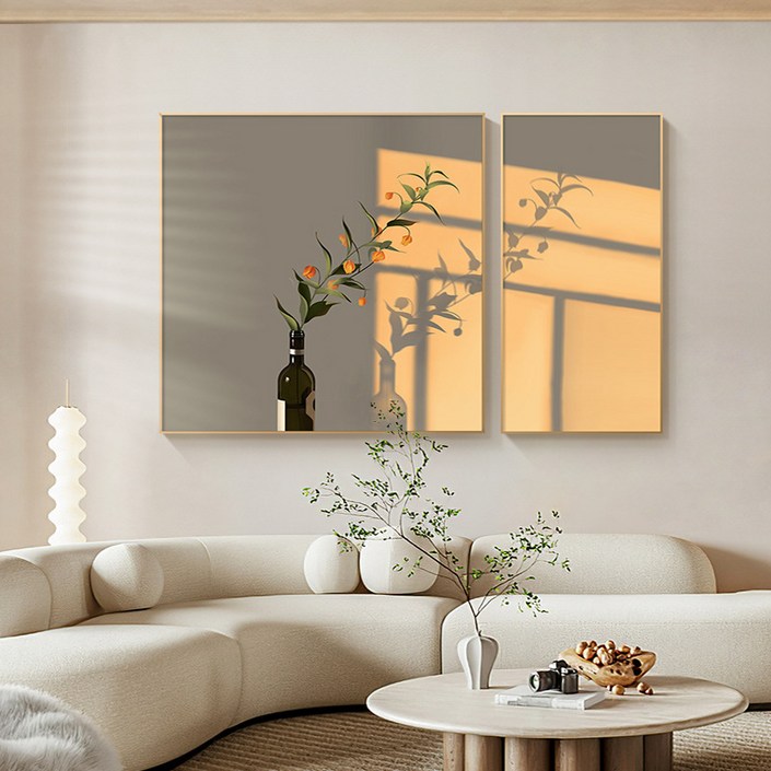 365Lifestyle 대형 80x80 40x80 1+1 2개 세트 꽃 정물화 그림 액자 거실 카페 침실 인테리어 골드 프레임 포함