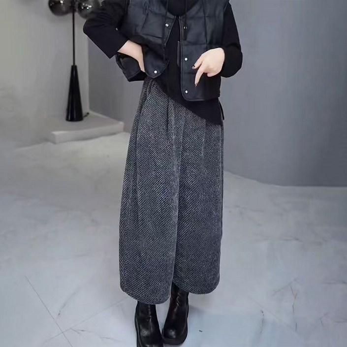 SELEAD 여성바지 코듀로이와이드팬츠  통바지 배기바지 와이드슬랙스 9부 바지