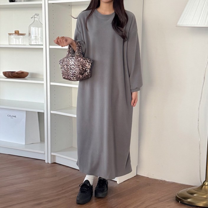 마이쏭 여성 빅사이즈 기모원피스 허그후리스오버핏롱원피스(기모)