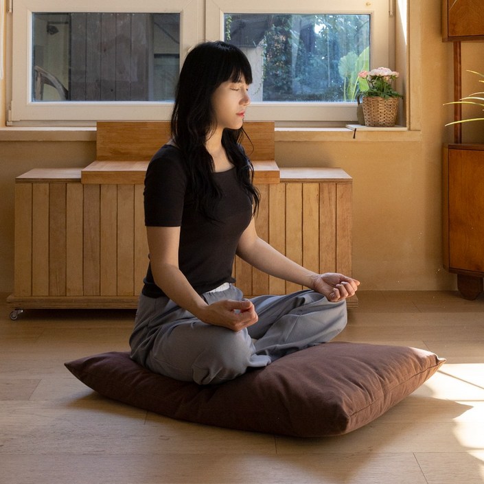 쿠션이야기 탄탄 목화구름 절방석 솜포함, 군청