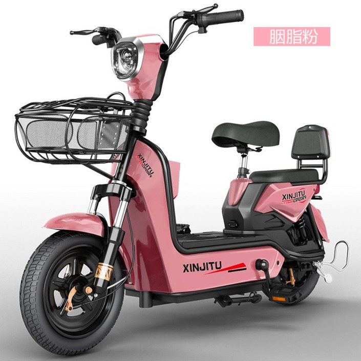 차 2인승 전기 이륜차 오토바이 스쿠터 출퇴근용 전동 1인승 자전거, 핑크 12A 배터리 - 65km