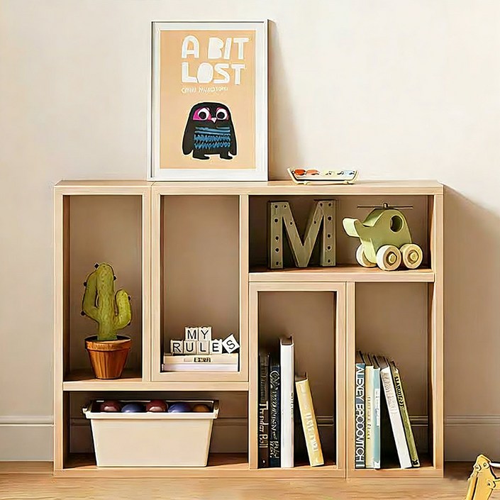 거실수납책장 조립 책장 길이조절 회전책장 수납장 서재 선반, 오크, 2개