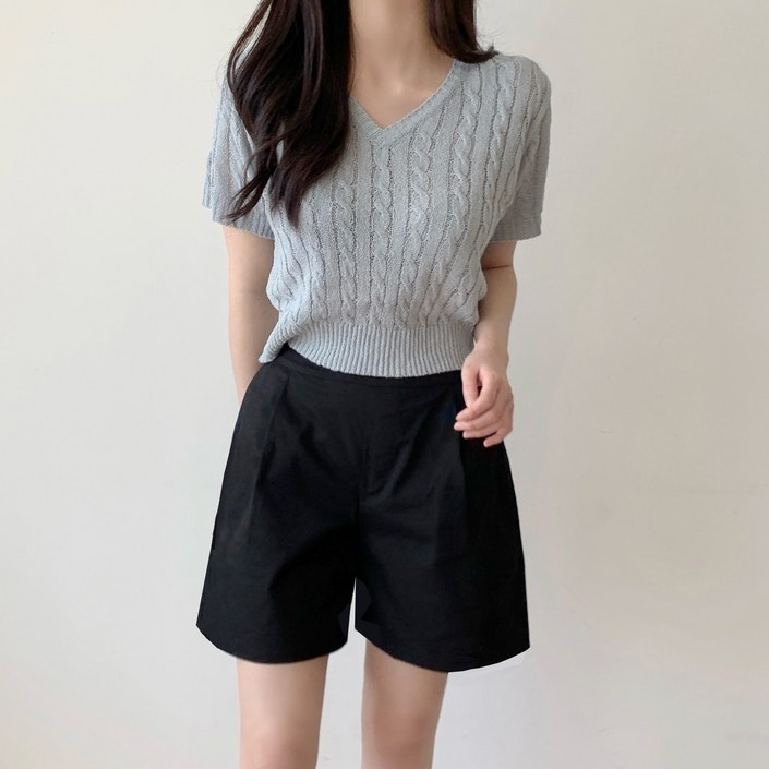코코라벨라 여성 탄탄한 면소재의 데일리한 뒷밴딩 반바지 SML