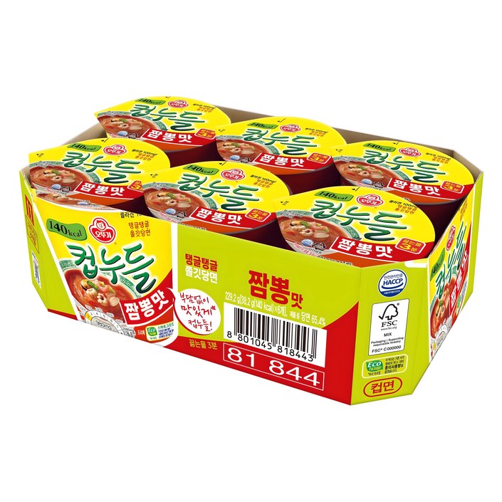 오뚜기 컵누들 짬뽕맛 38.2g, 6개