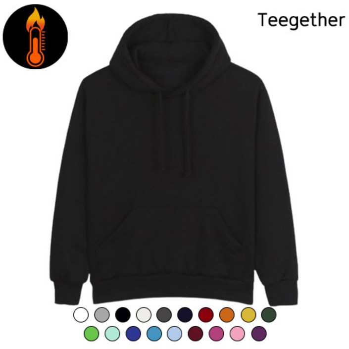 티게더 남녀공용 프리미엄 기모 무지 후드티 19컬러