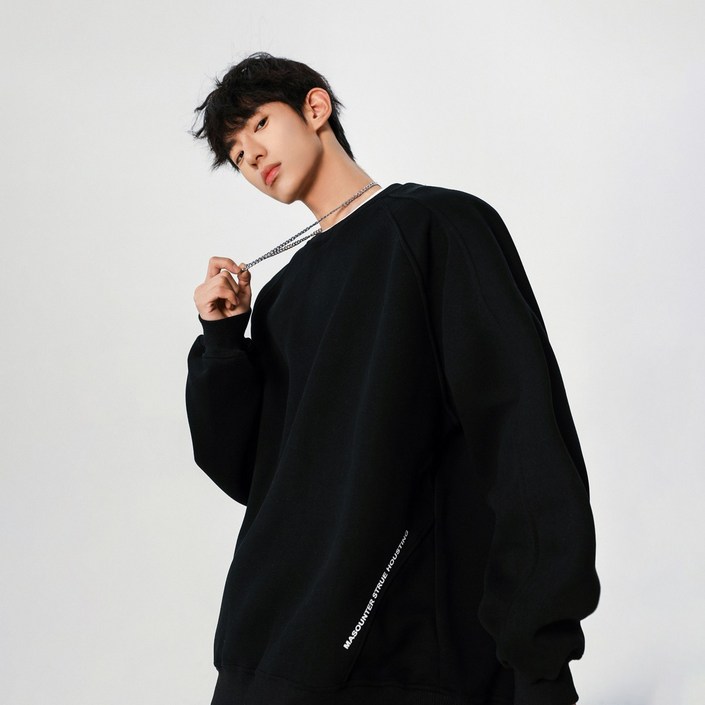 Gradle 가을 남자 라운드 맨투맨 긴팔티 루즈핏맨투맨 캐주얼풀오버 빅사이즈