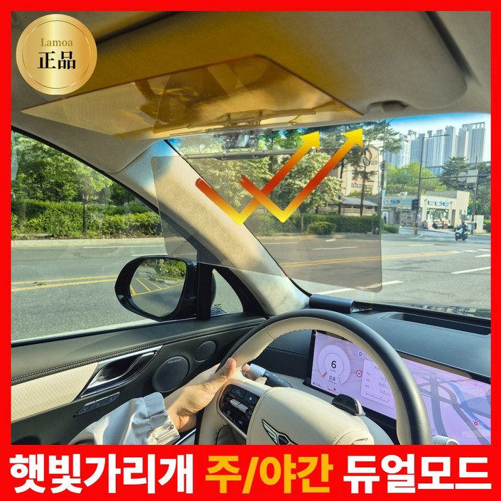 Lamoa UV차단 슬라이딩 차량용 선바이저, 1개, 스모그옐로우