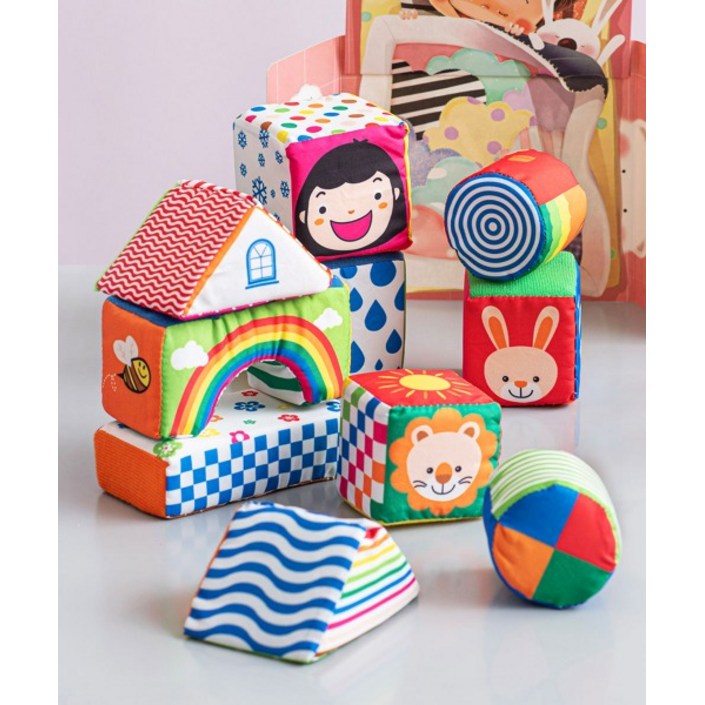 다르담 영유아 귀여운 동물 안전한 헝겊 블록 10pcs, 1개