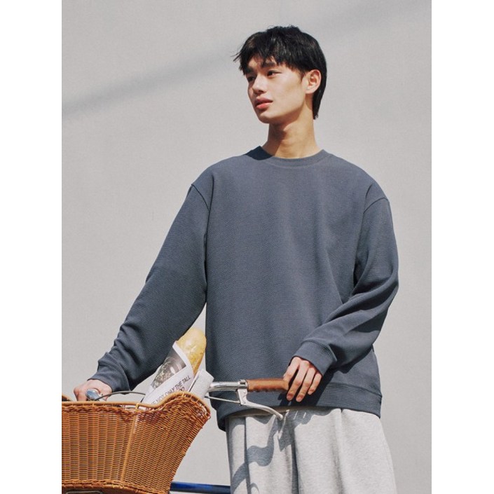 탑텐 TOPTEN 남성 크링클 텍스쳐드 스웨트셔츠 MSF3TR1201