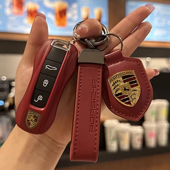 포르쉐 호환 가죽 키케이스 파나메라 타이칸 911 마칸 카이엔 키홀더 키커버