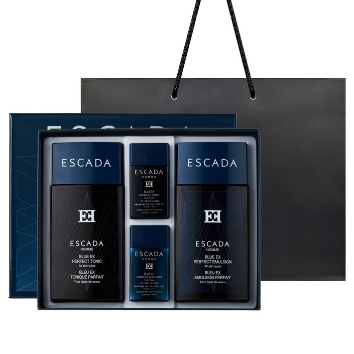 에스까다 옴므 퍼펙트 블루 2종 선물 세트 + 쇼핑백 /남성화장품 스킨+로션 기획 세트, 1세트