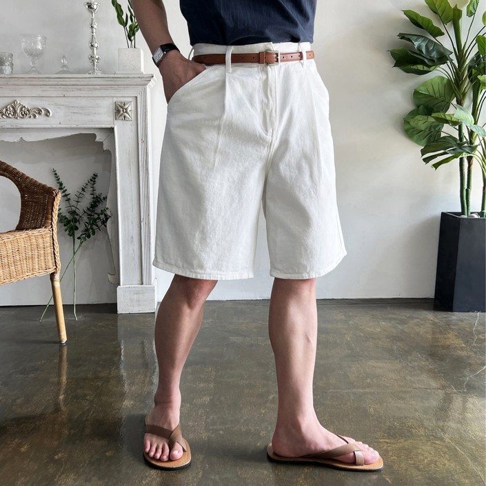 웨일즈 6부 원턱 버뮤다 벌룬 와이드 팬츠 데님 청 반바지 3 Colors 빅 사이즈 까지