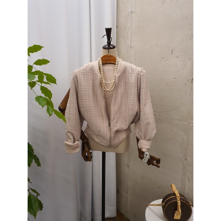 봄신상 무배 블라썸 트위드 블루종 자켓