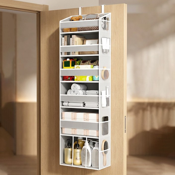 돌아라 패브릭 문걸이 수납 선반 6단 수납포켓 걸이식 문뒤 수납장