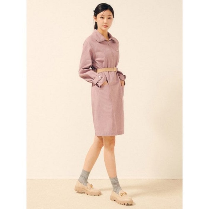 [백화점판] JJ지고트 인기 하이넥 칼라 H라인 데님 원피스 GP8AR11 하객룩 데이트룩