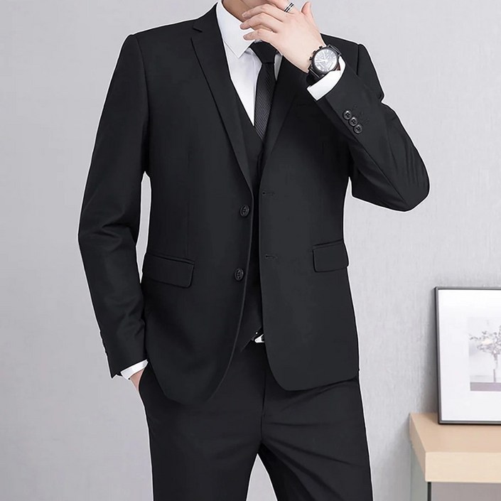 대여 블랙 양장조끼 남자 정장세트 3종