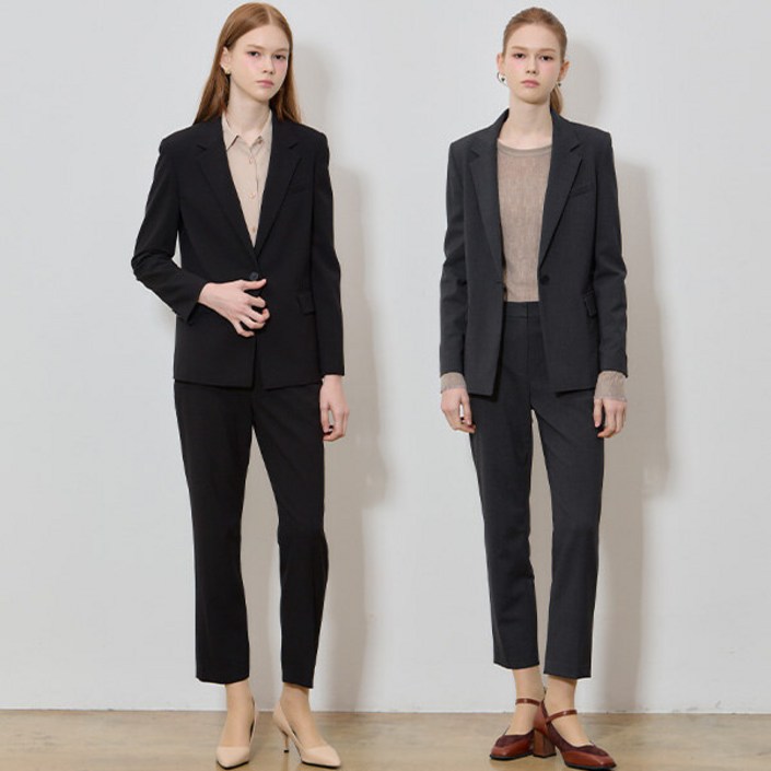 백화점 리스트 원버튼 싱글 셋업 재킷  슬림 스트레이트 팬츠 2종세트 택가격 406000원 245250