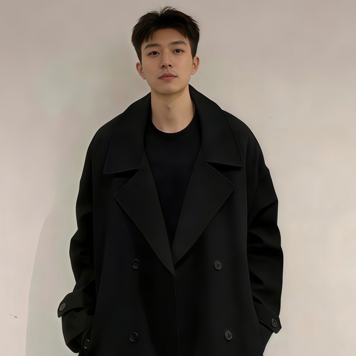헤스루 남자 가을 트렌치코트 남성  더블버튼 롱 코트