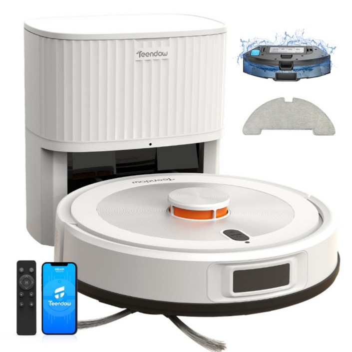 틴도우 올인원 물걸레 로봇청소기 먼지비움 LDS 센서 맵핑 기능 포함, 화이트, D10S Max