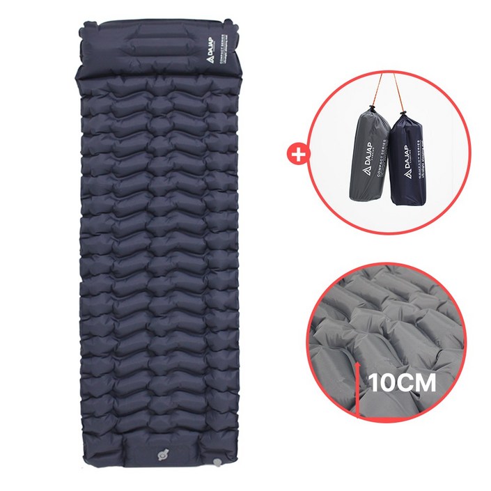 다잡 캠핑매트 에어매트 백패킹 발포 자충 매트 경량 싱글, 네이비블랙