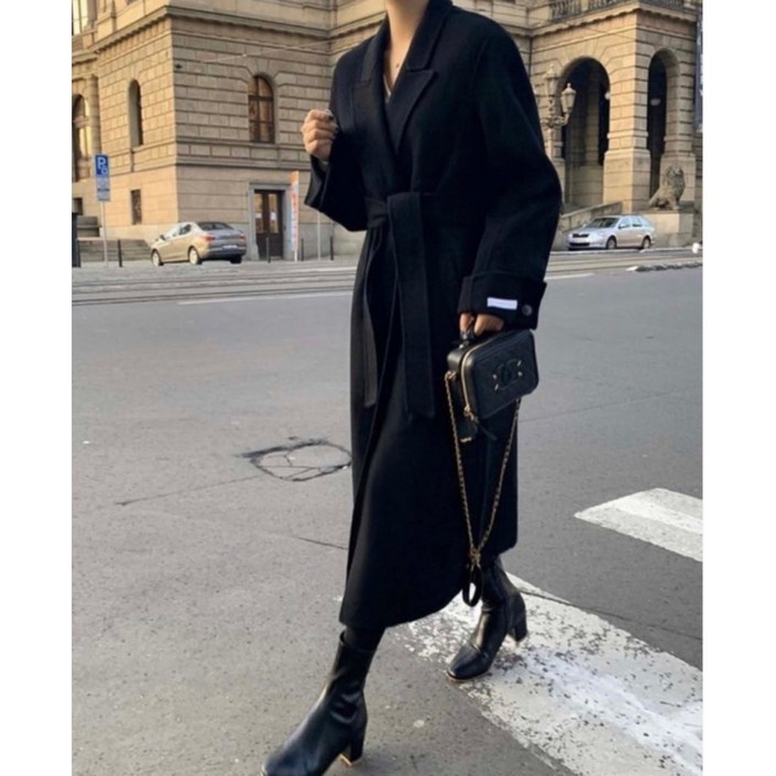 자체제작그웬 원버튼 벨트 하객룩 스트랩 소매커프스 벨트 롱 핸드메이드코트 코트,울코트,연말룩,겨울코트,롱코트