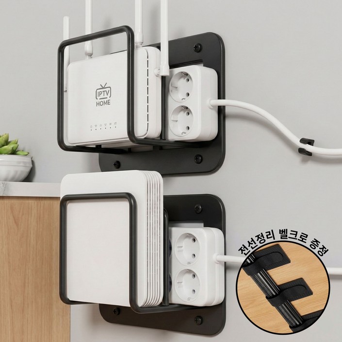 산컴퍼니 무타공 공중부양 공유기 셋탑박스 멀티탭 거치대 숨기기 정리대 11