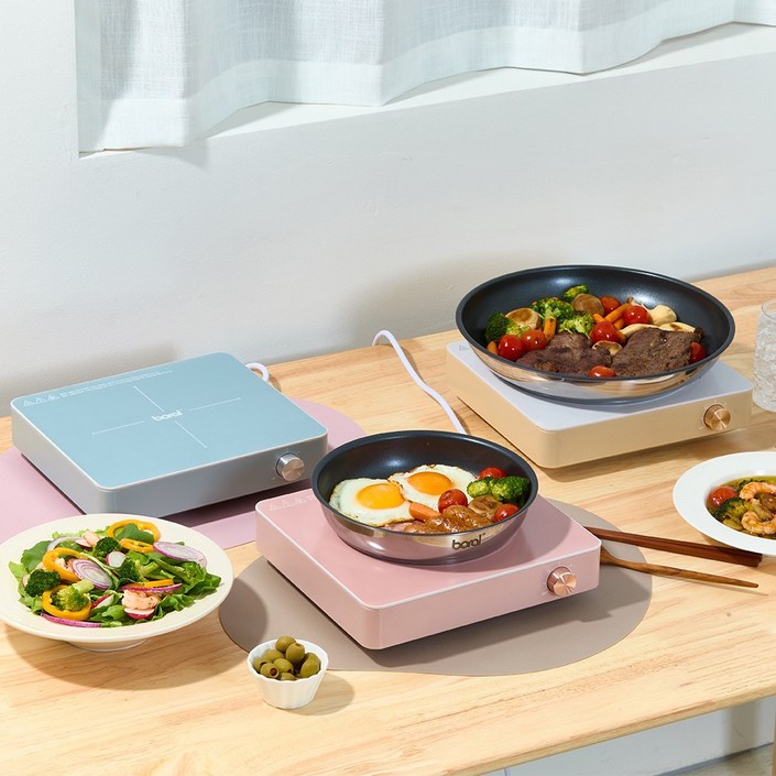 사각 인덕션 1구 파스텔톤 6단계 세라믹 글라스 자동인식 과열방지 IH유도가열