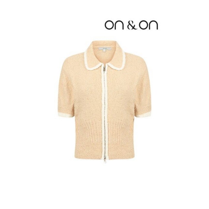 온앤온 온앤온  라인 배색 카라 집업 반팔 니트 가디건MK2MD399