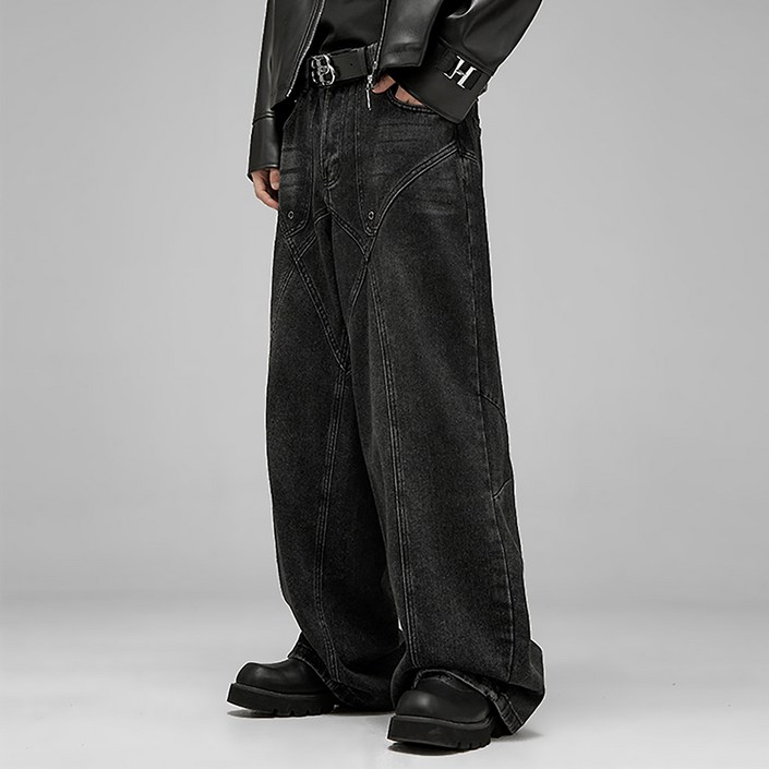 스몰더 빈티지 밴딩 절개 데님 팬츠 1565