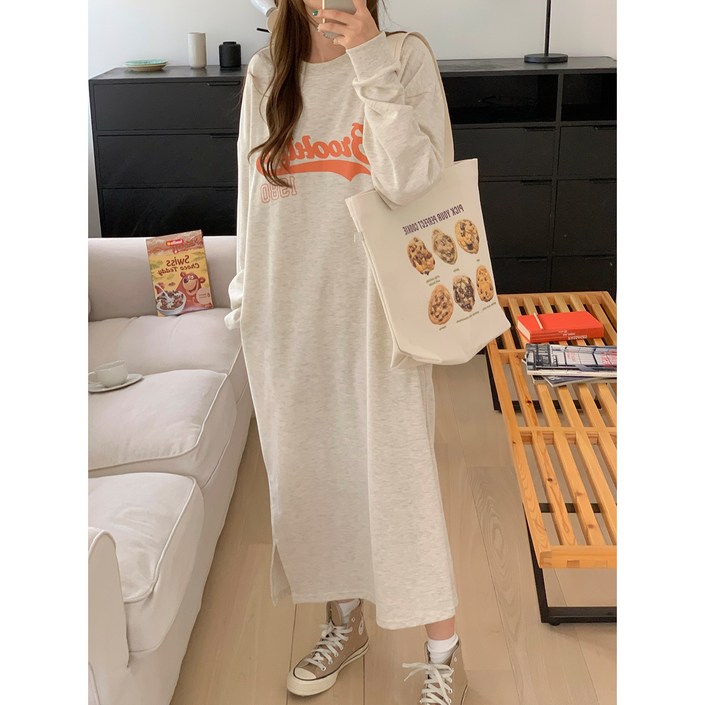 슈퍼크랙 루즈핏 원피스 긴팔 맨투맨스타일 봄가을 데일리룩