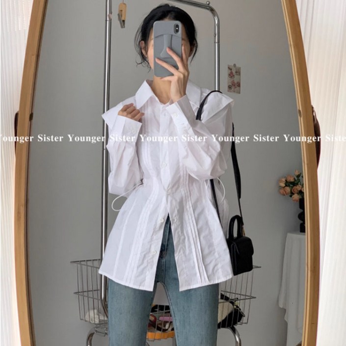 나나뽕 허리 스트링 슬리핏 오피스룩 데일리 셔츠
