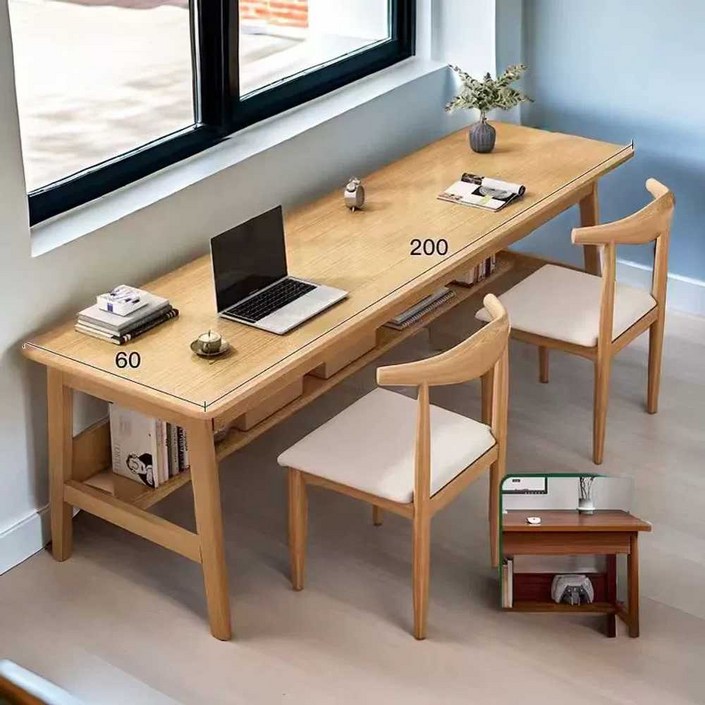 책상 2인 컴퓨터책상 고등학생 일자형 테이블 긴 슬림 철제 학원책상 블랙 원목 주문제작