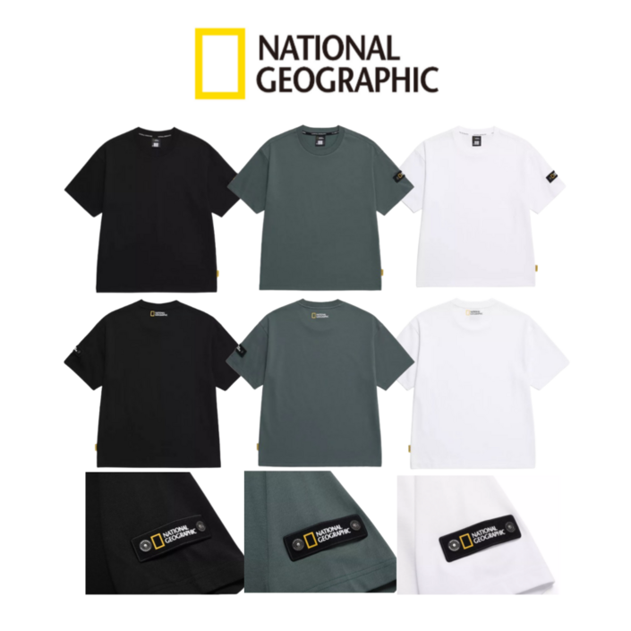 국내매장판 내셔널지오그래픽 남성 여성 커플 심플 세미 오버핏 기능성 반팔 와펜 기본 반팔 티셔츠 여름 반팔티