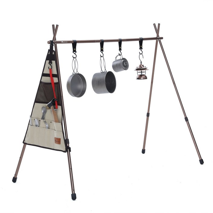 MOON LENCE 인디언 행어 알루미늄 접이식 캠핑용, 1단, 1개, 삼각 포켓 있음