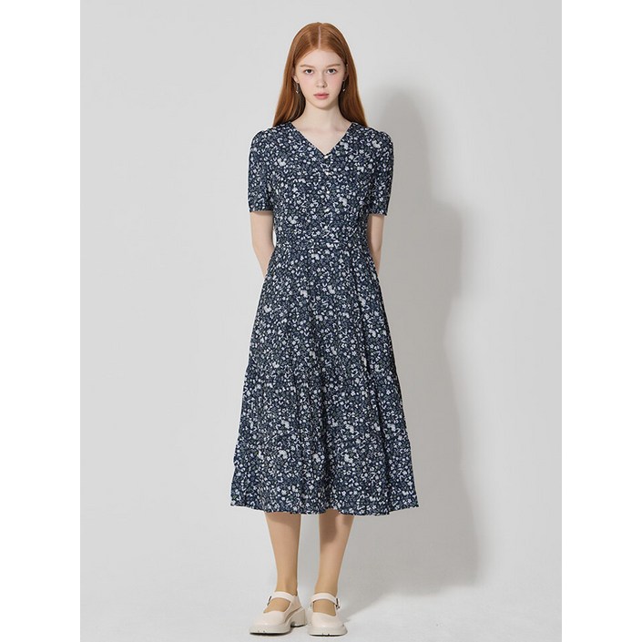 오조크 오조크(OZOC)  브이넥 프린트 셔링 원피스 (택가격: 99000원)