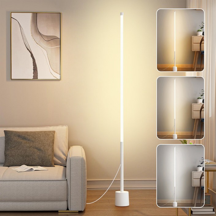 Uemai LED 침실 거실 스탠드조명 심플 장스탠드 3색모드 밝기조절, 흰색